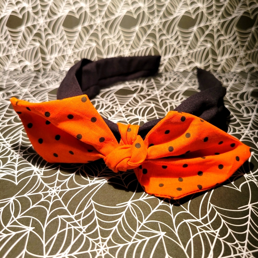 Halloween headband polkadots orange